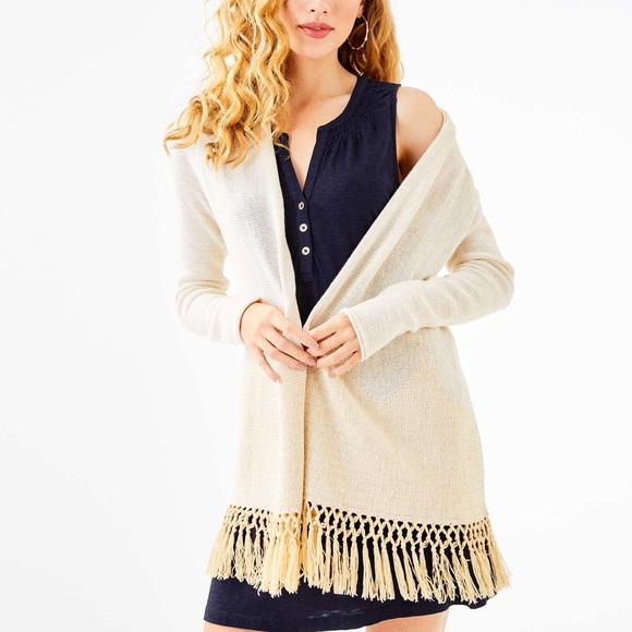 Lilly Pulitzer Gold Tatum Cardigan 